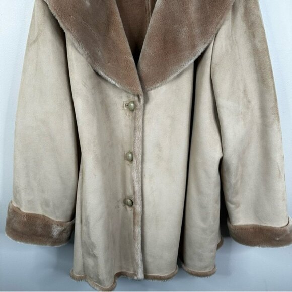 Marvin Richards Vintage Faux Suede and Fur Coat Tan Neutral Womens 4X - Picture 4 of 11